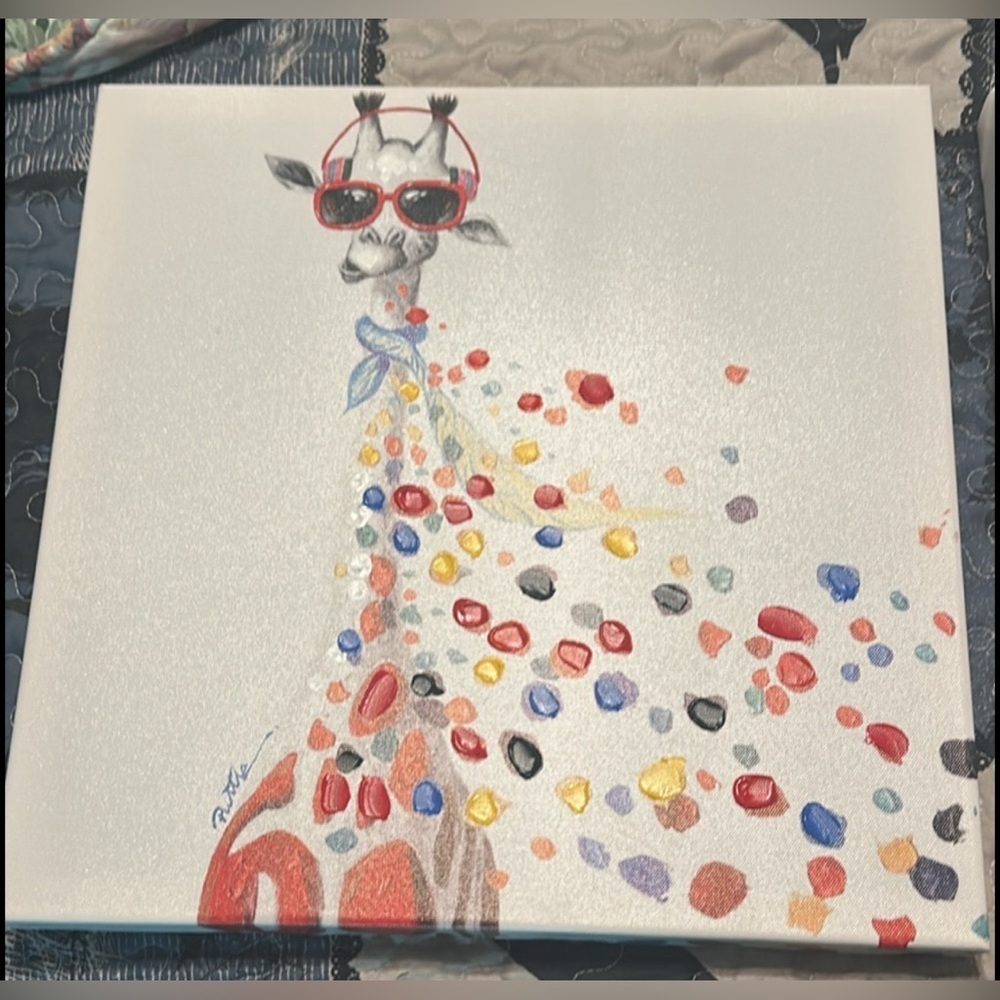 3 mixed media canvas painted cute animals art print - Picture 6 of 8